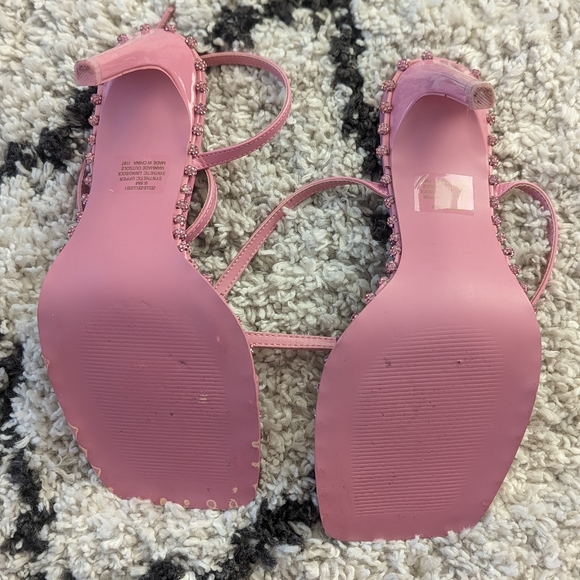 steve madden zelle pink high heels with rhinestones - Picture 7 of 9